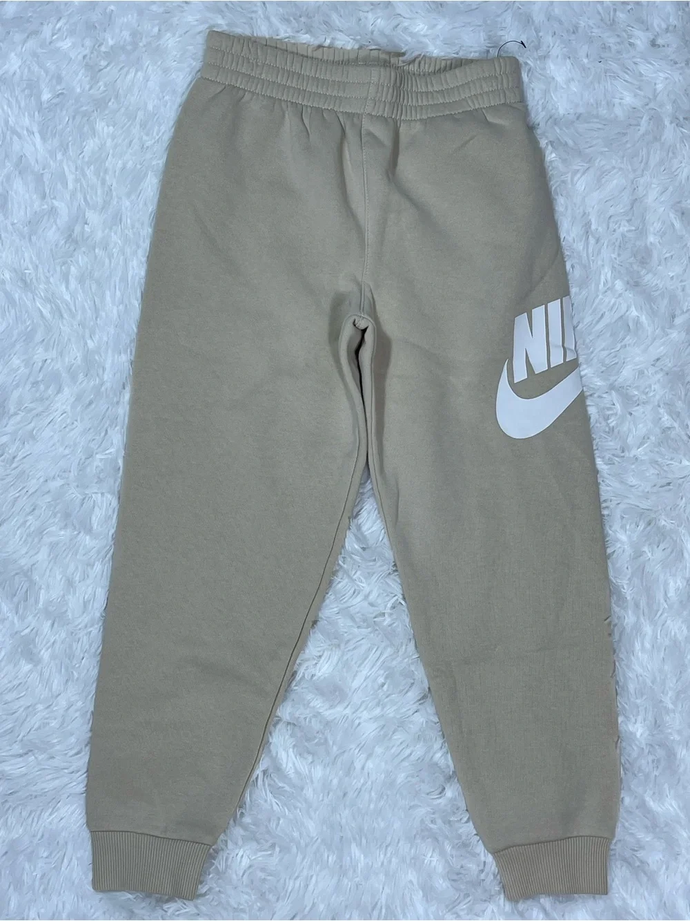 Nike Kids Beige Jogger Sweatpants with White Swoosh Size 6/7Y NWOT